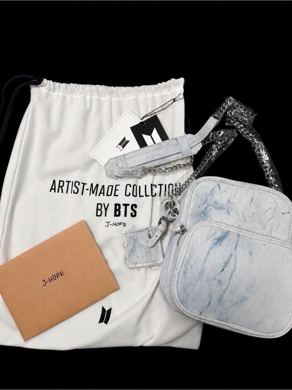 J-Hope Artist-Made Light Blue Marble Crossbody bag